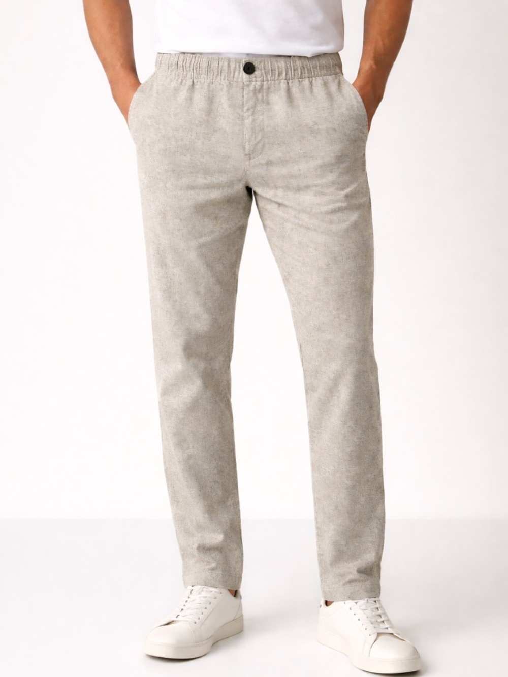 Frank And Oak Grey Heathered waist banded Chinos